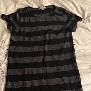 LOFT Black and Gray Striped Dress